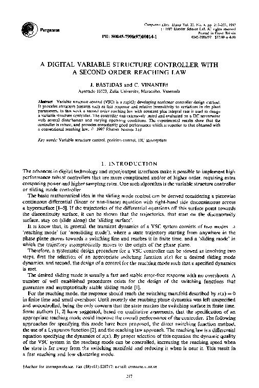 (PDF) A digital variable structure controller with a second order ...