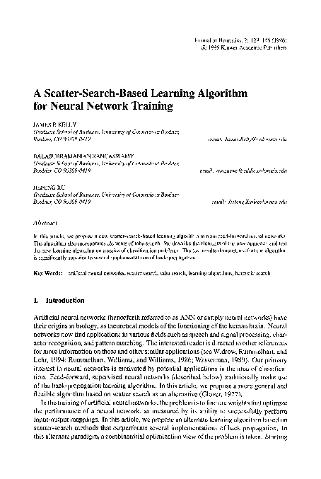 (PDF) A scatter-search-based learning algorithm for neural network training