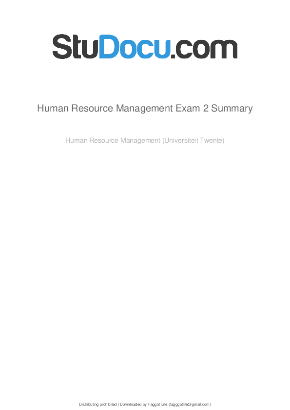 (PDF) Human Resource Management Exam 2 Summary Human Resource