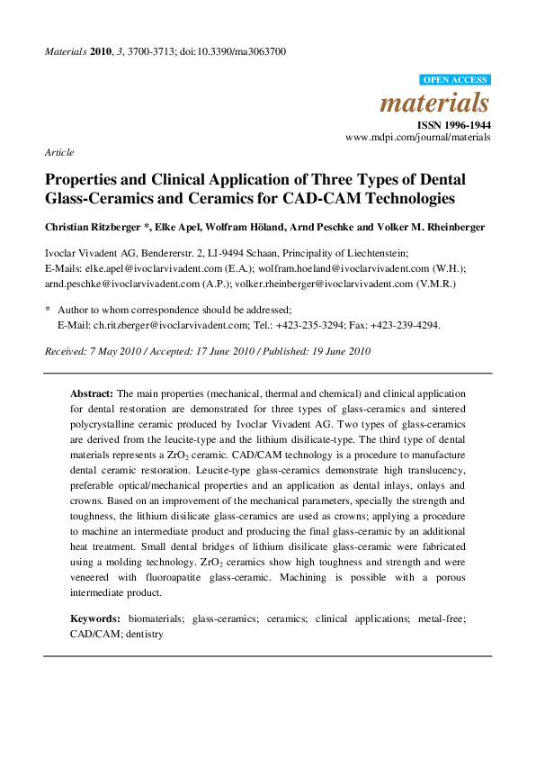 (PDF) Properties and Clinical Application of Three Types of Dental