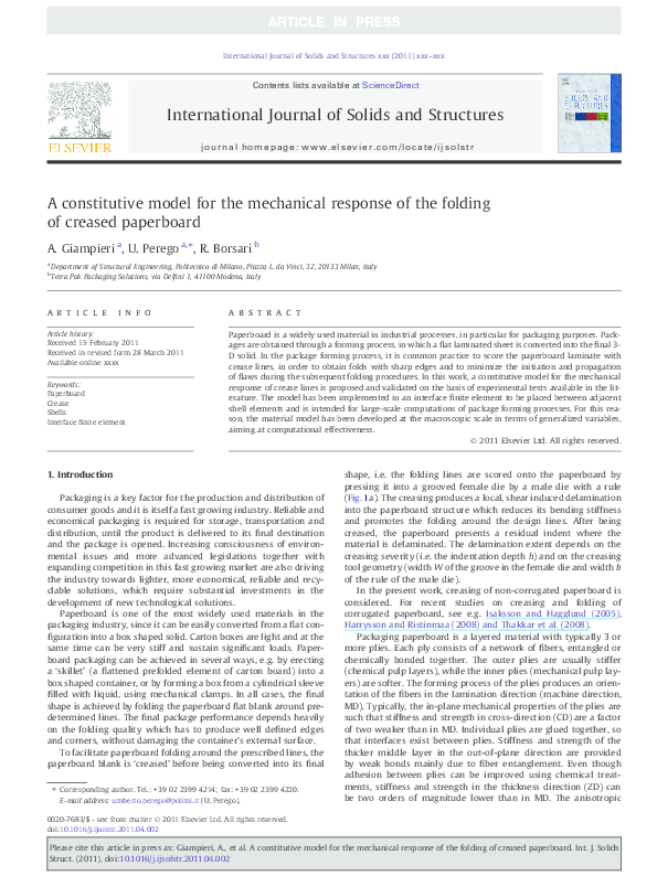 (PDF) A constitutive model for the mechanical response of the folding ...