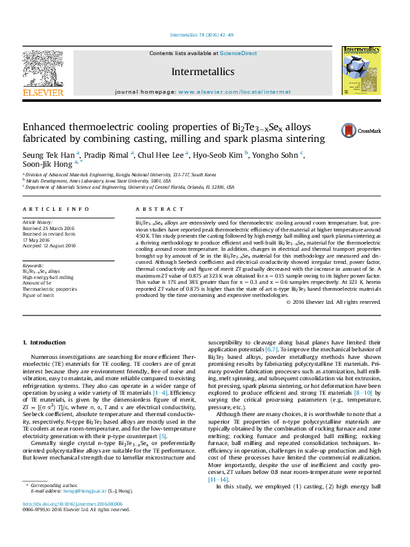 (PDF) Enhanced thermoelectric cooling properties of Bi 2 Te 3-x Se x ...