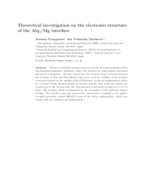 (PDF) Theoretical investigation of the electronic structure of the Alq ...