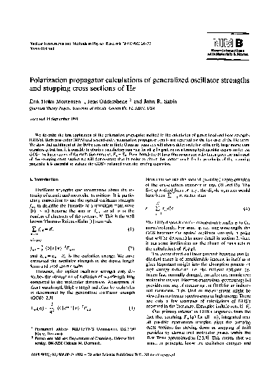 (PDF) Polarization propagator calculations of generalized oscillator ...