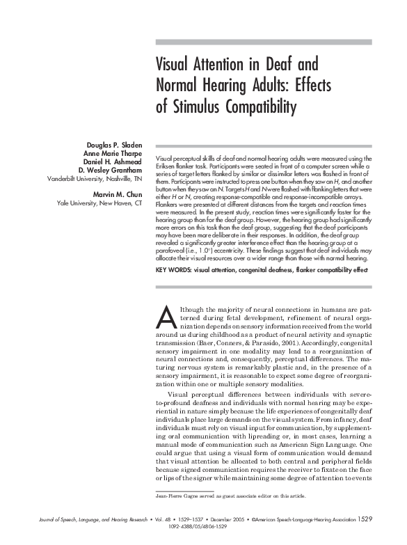 (PDF) Visual Attention in Deaf and Normal Hearing Adults: Effects of ...