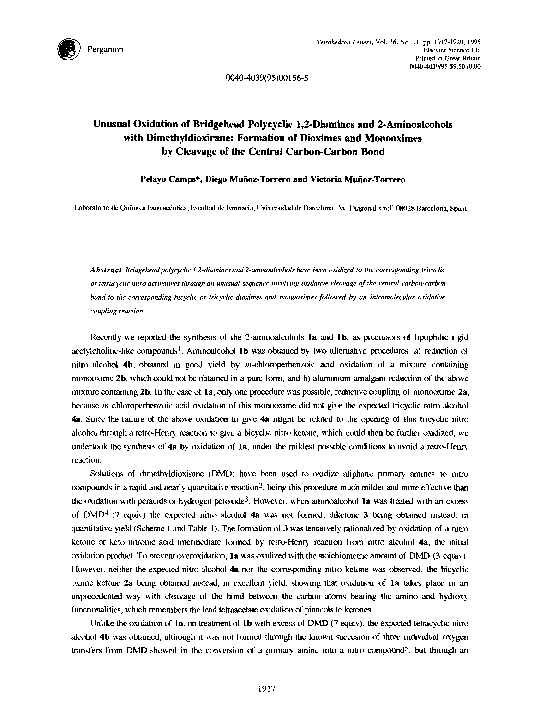 (PDF) Unusual oxidation of bridgehead polycyclic 1,2-diamines and 2 ...