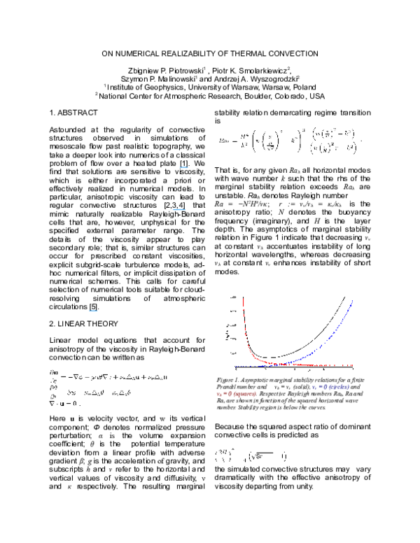 (PDF) On numerical realizability of thermal convection