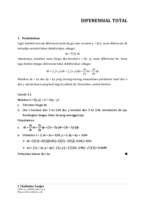 30 Contoh Soal Diferensial Kalkulus 1 Kumpulan Contoh Soal