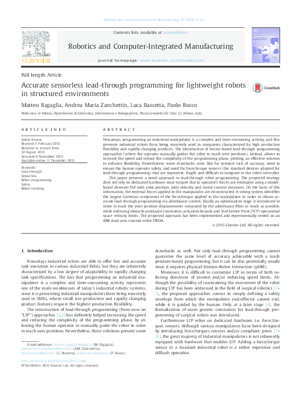 (PDF) Accurate sensorless lead-through programming for lightweight ...