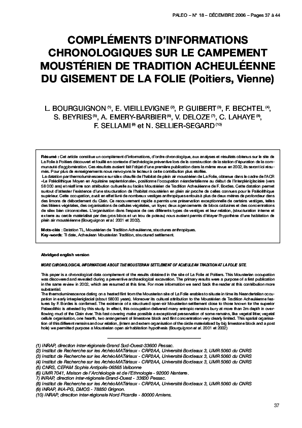 (PDF) Compléments d’informations chronologiques sur le campement