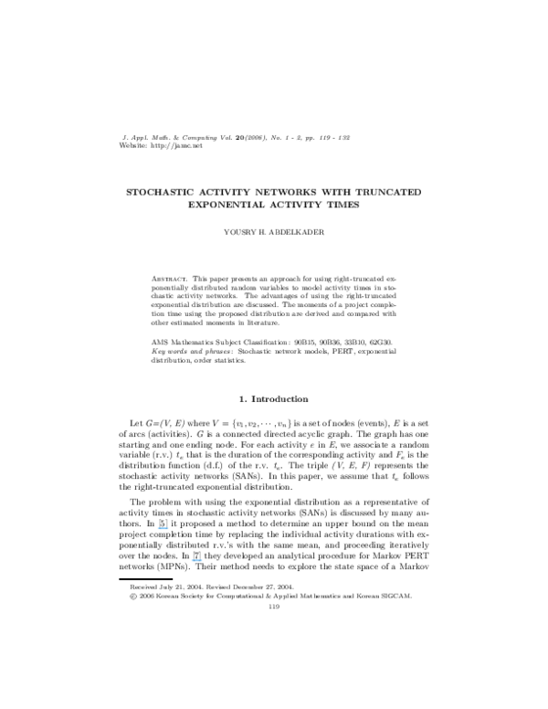 (PDF) Stochastic activity networks with truncated exponential activity ...