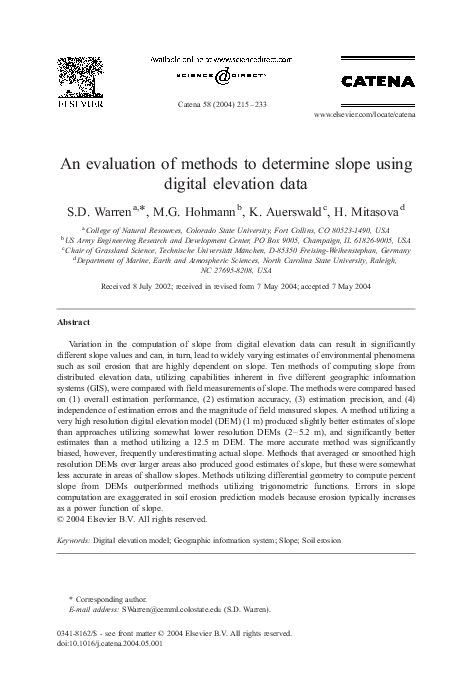 (PDF) An evaluation of methods to determine slope using digital ...