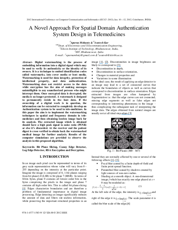 (PDF) A novel approach for spatial domain authentication system design ...
