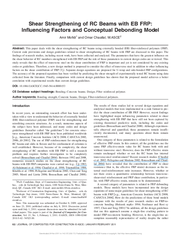 (PDF) Shear Strengthening of RC Beams with EB FRP—Influencing Factors ...