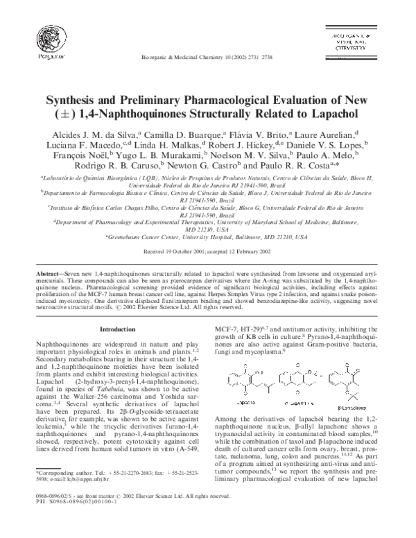 (PDF) Synthesis and preliminary pharmacological evaluation of new (±) 1 ...