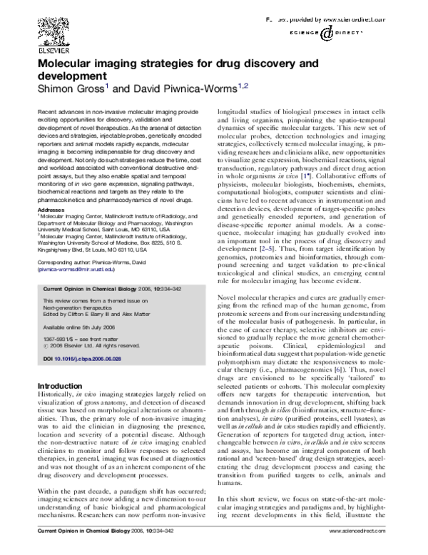 (PDF) Molecular imaging strategies for drug discovery and development
