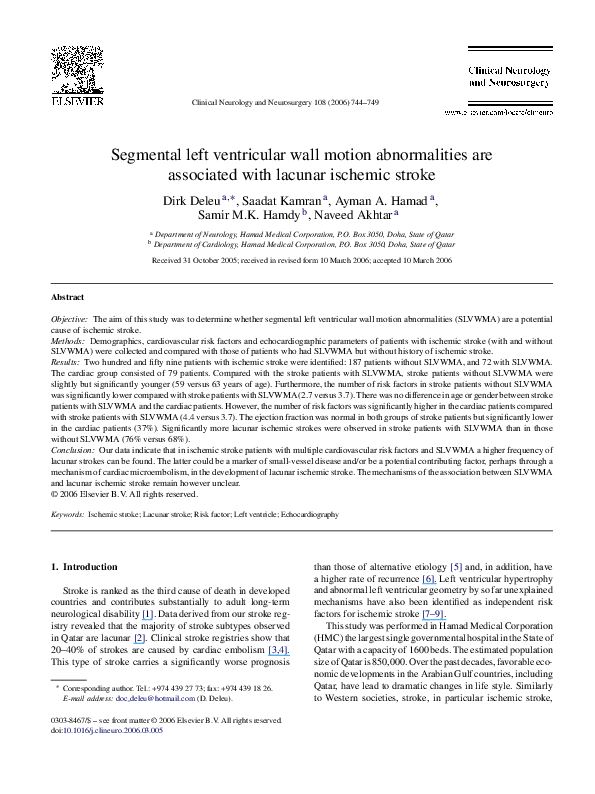 (PDF) Segmental left ventricular wall motion abnormalities are ...