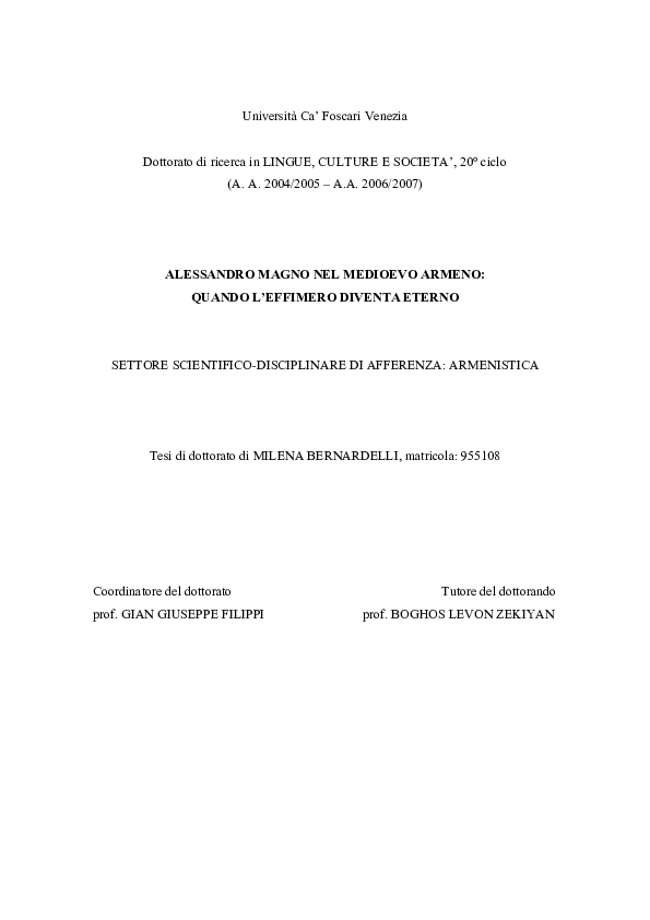 (PDF) Alessandro Magno Nel Medioevo Armeno