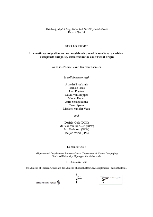 (PDF) International migration and national development in sub-Saharan ...