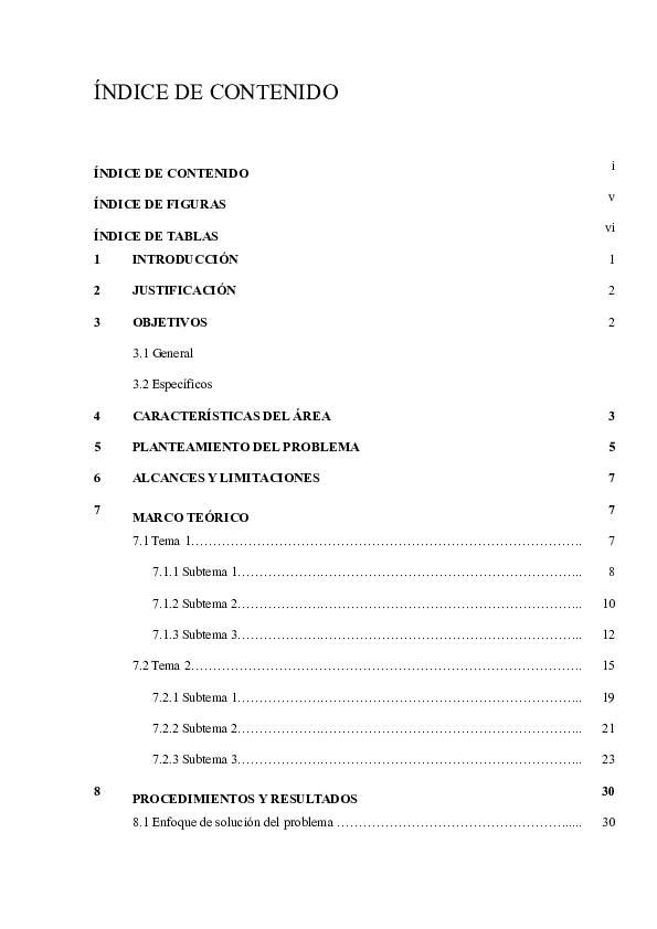 (DOC) Ejemplo índice residencias