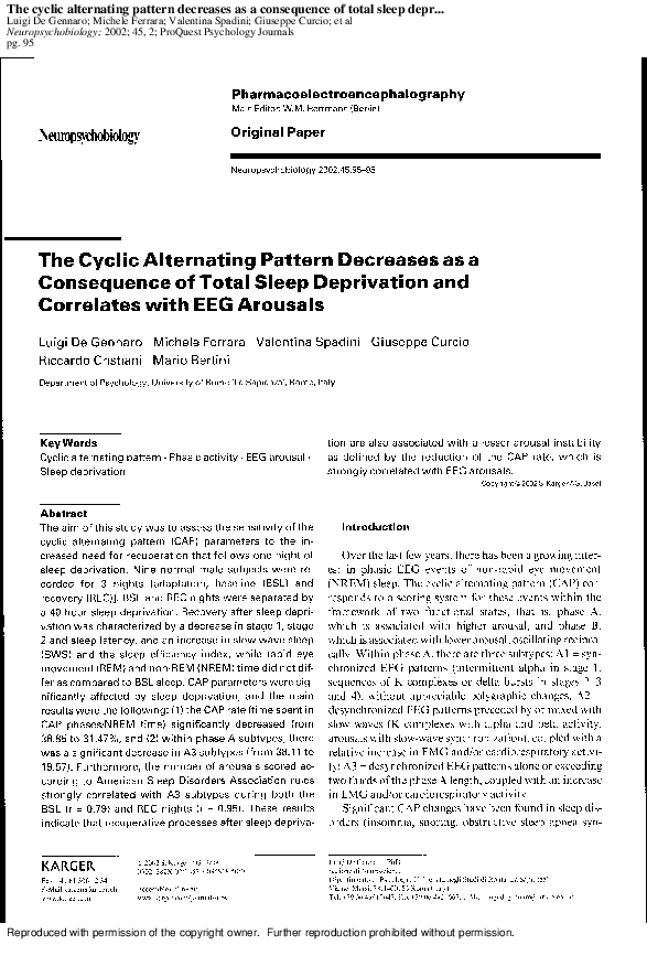 (PDF) The Cyclic Alternating Pattern Decreases as a Consequence of ...