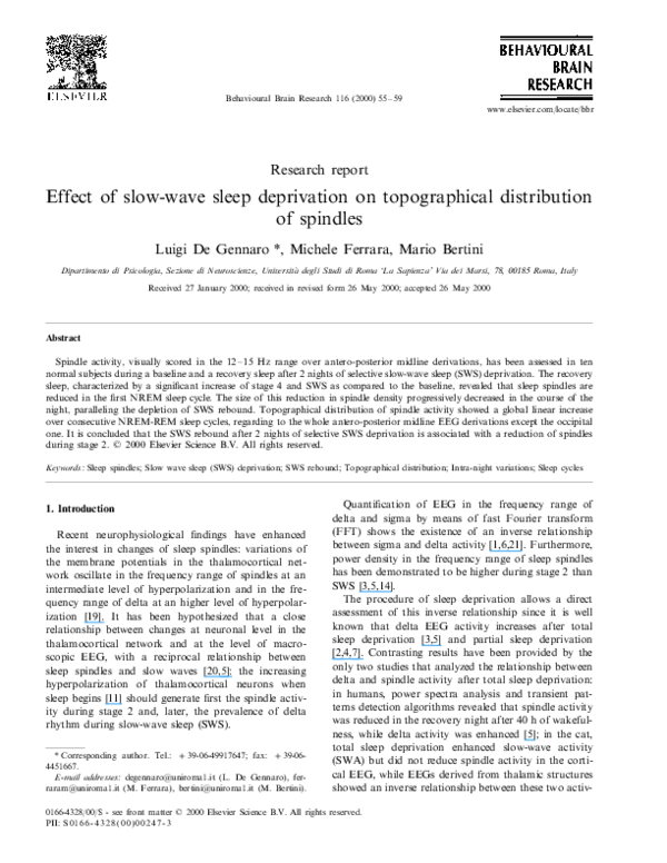 (PDF) Effect of slow-wave sleep deprivation on topographical ...