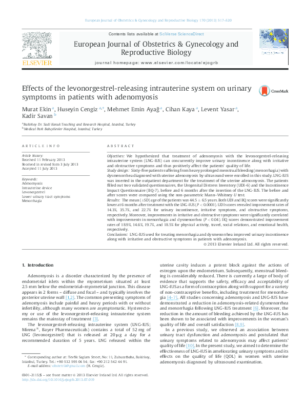 (PDF) Effects of the levonorgestrel-releasing intrauterine system on ...