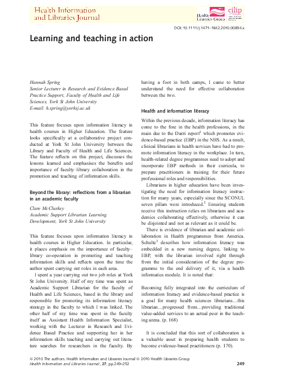(PDF) Beyond the library: reflections from a librarian in an academic ...