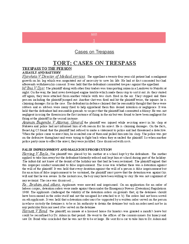 Tort law essay