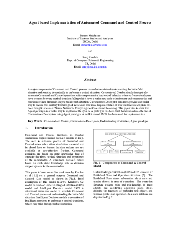 (PDF) Agent based Implementation of Automated Command and Control Process
