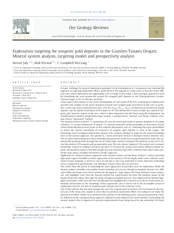 (PDF) Exploration targeting for orogenic gold deposits in the Granites ...