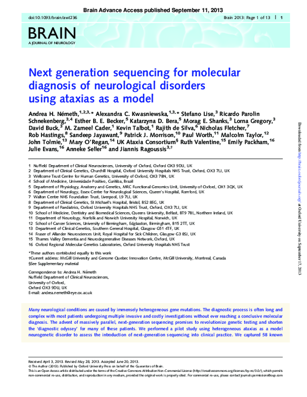 (PDF) Next generation sequencing for molecular diagnosis of ...