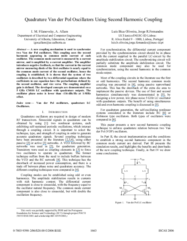 (PDF) Quadrature Van der Pol oscillators using second harmonic coupling