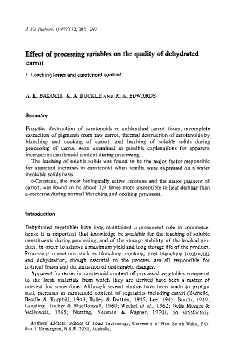 (PDF) Effect of processing variables on the quality of dehydrated ...