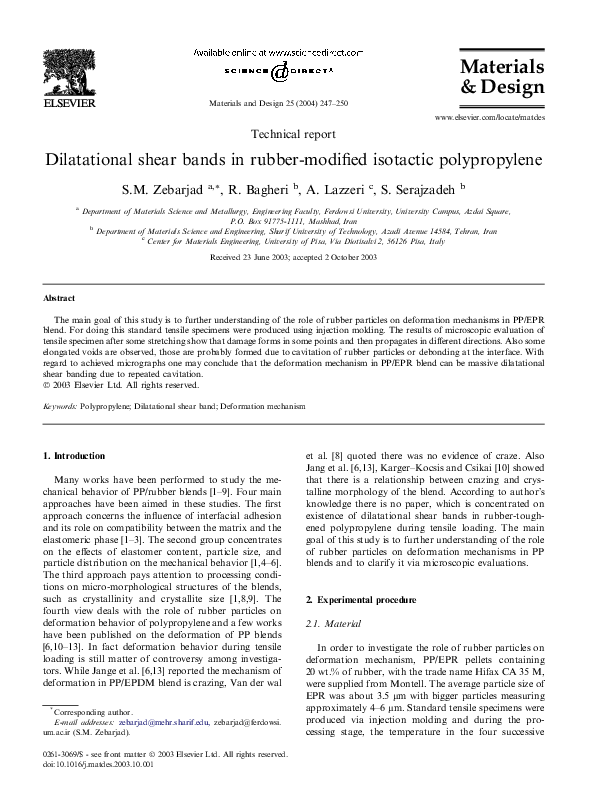 (PDF) Dilatational shear bands in rubbermodified isotactic