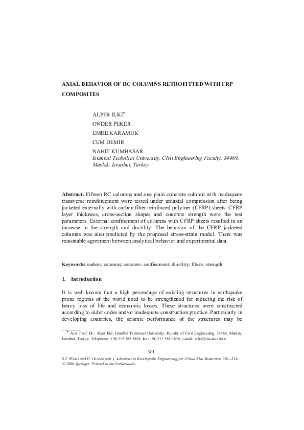 (PDF) AXIAL BEHAVIOR OF RC COLUMNS RETROFITTED WITH FRP COMPOSITES