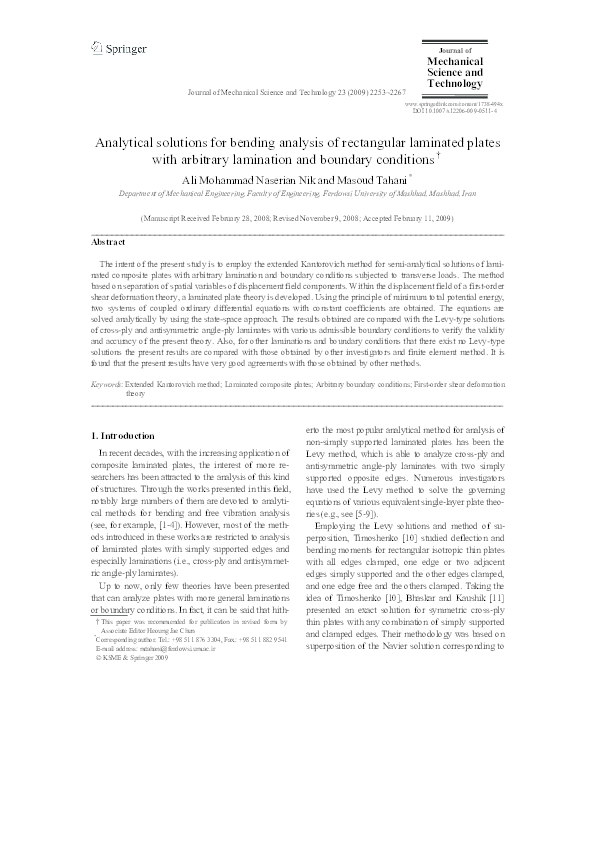 (PDF) Analytical solutions for bending analysis of rectangular ...