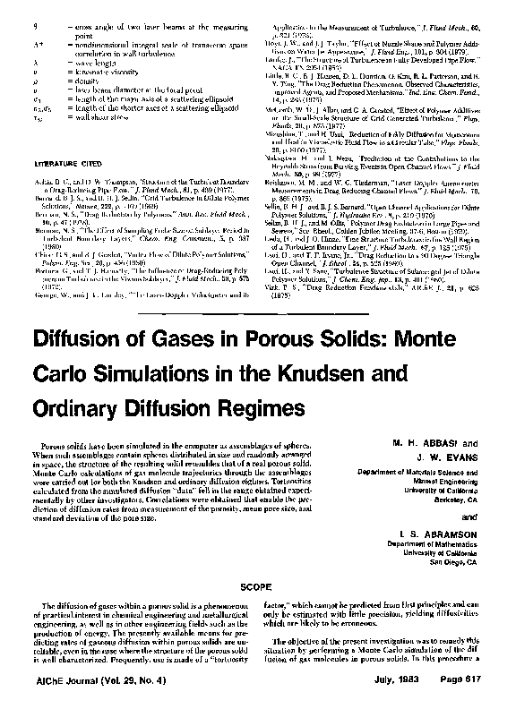 (PDF) Diffusion of gases in porous solids: Monte Carlo simulations in ...