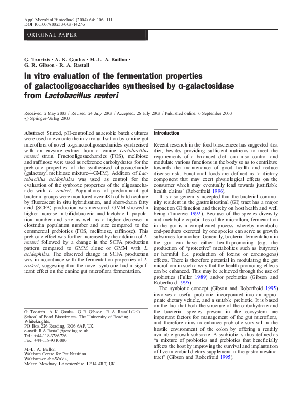 (PDF) In vitro evaluation of the fermentation properties of ...