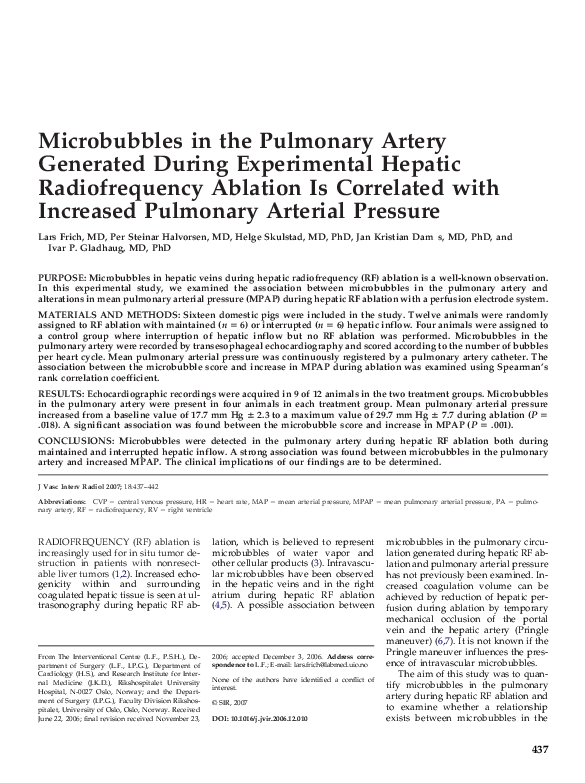 (PDF) Microbubbles in the Pulmonary Artery Generated During ...