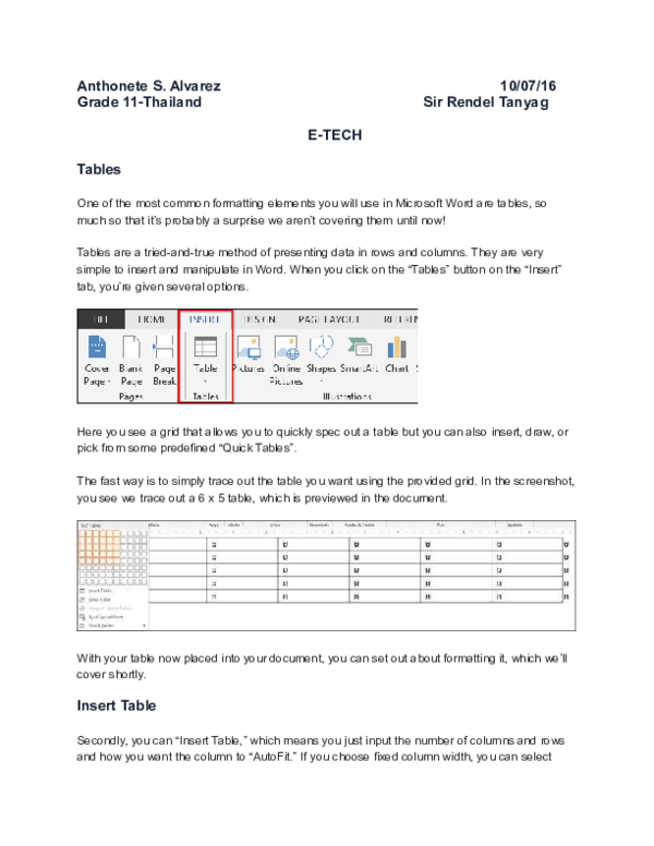 Doc Tables In Microsoft Word Anthonete Alvarez Academia Edu