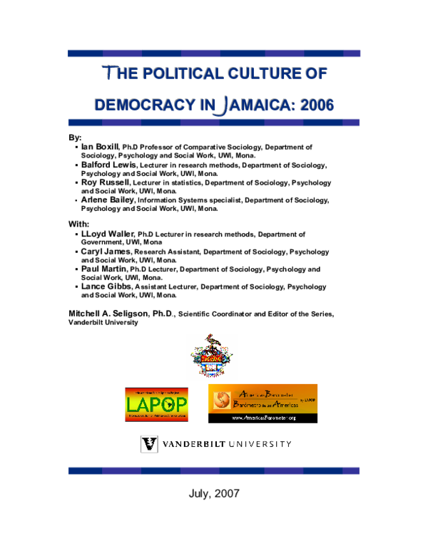 (PDF) The Political Culture of Democracy in Jamaica 2006 ProfLloyd