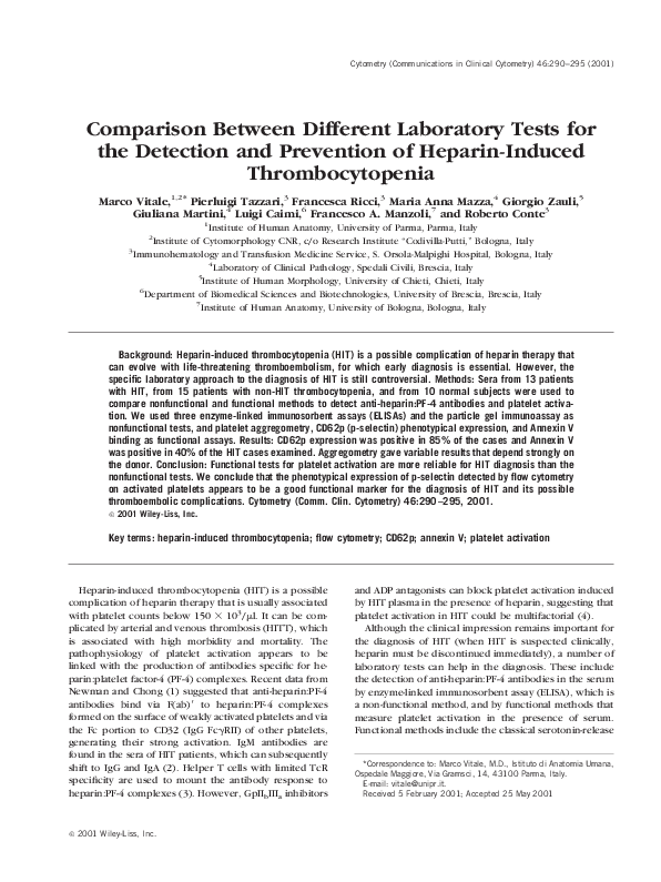 (PDF) Comparison between different laboratory tests for the detection ...