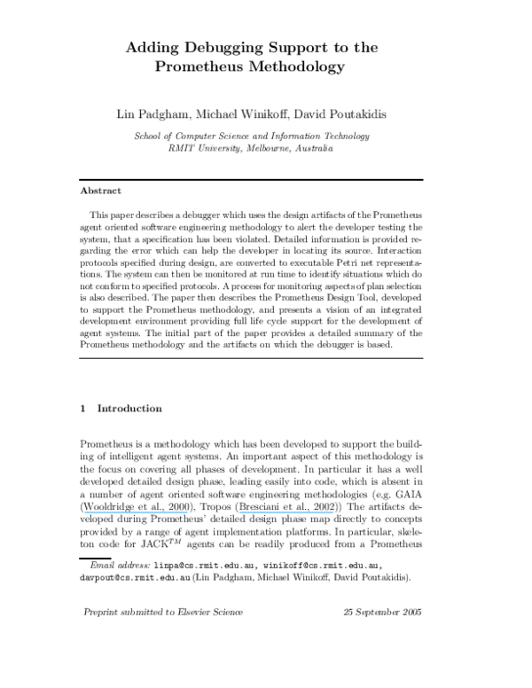 (PDF) Adding debugging support to the Prometheus methodology