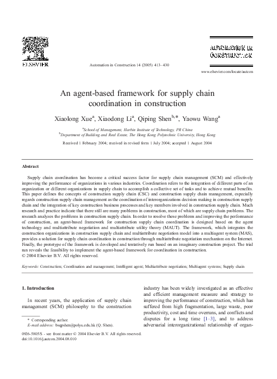 (PDF) An agent-based framework for supply chain coordination in ...