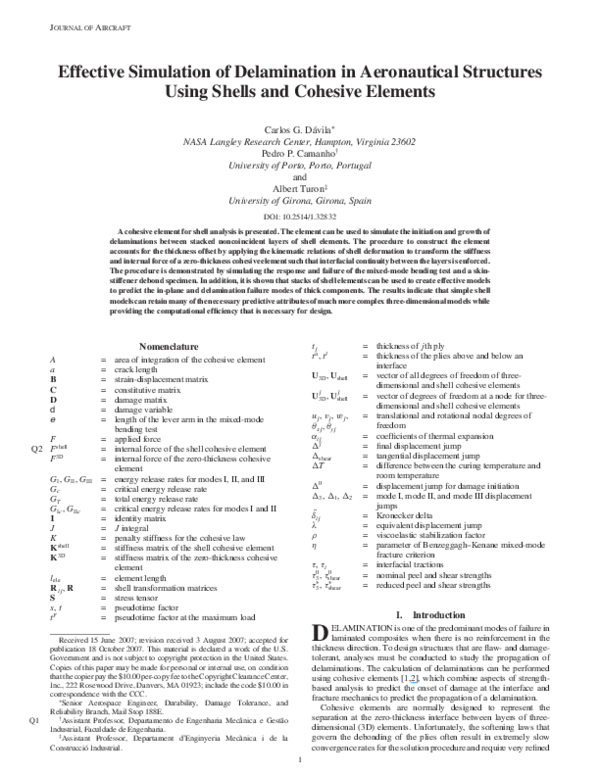 (PDF) Effective Simulation of Delamination in Aeronautical Structures ...