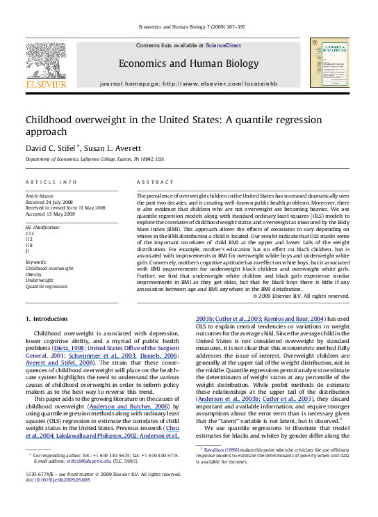 (PDF) Childhood overweight in the United States: A quantile regression ...