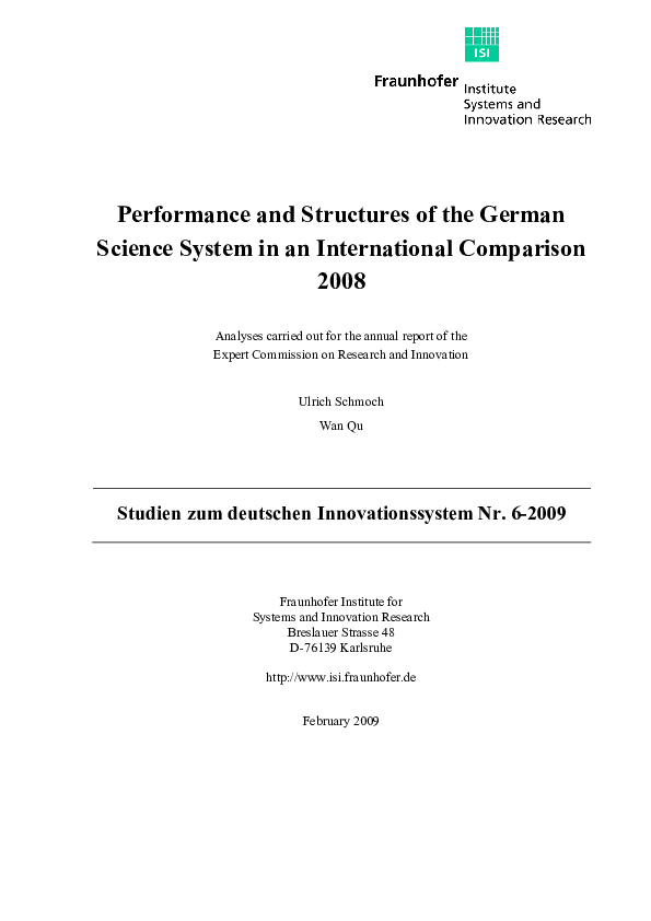(PDF) Performance and Structures of the German Science System 2011