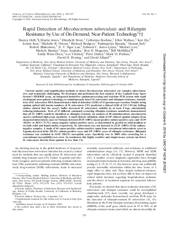 (PDF) Rapid detection of Mycobacterium tuberculosis and rifampin ...