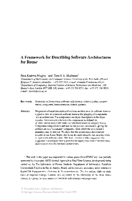 (PDF) A Framework for Describing Software Architectures for Reuse